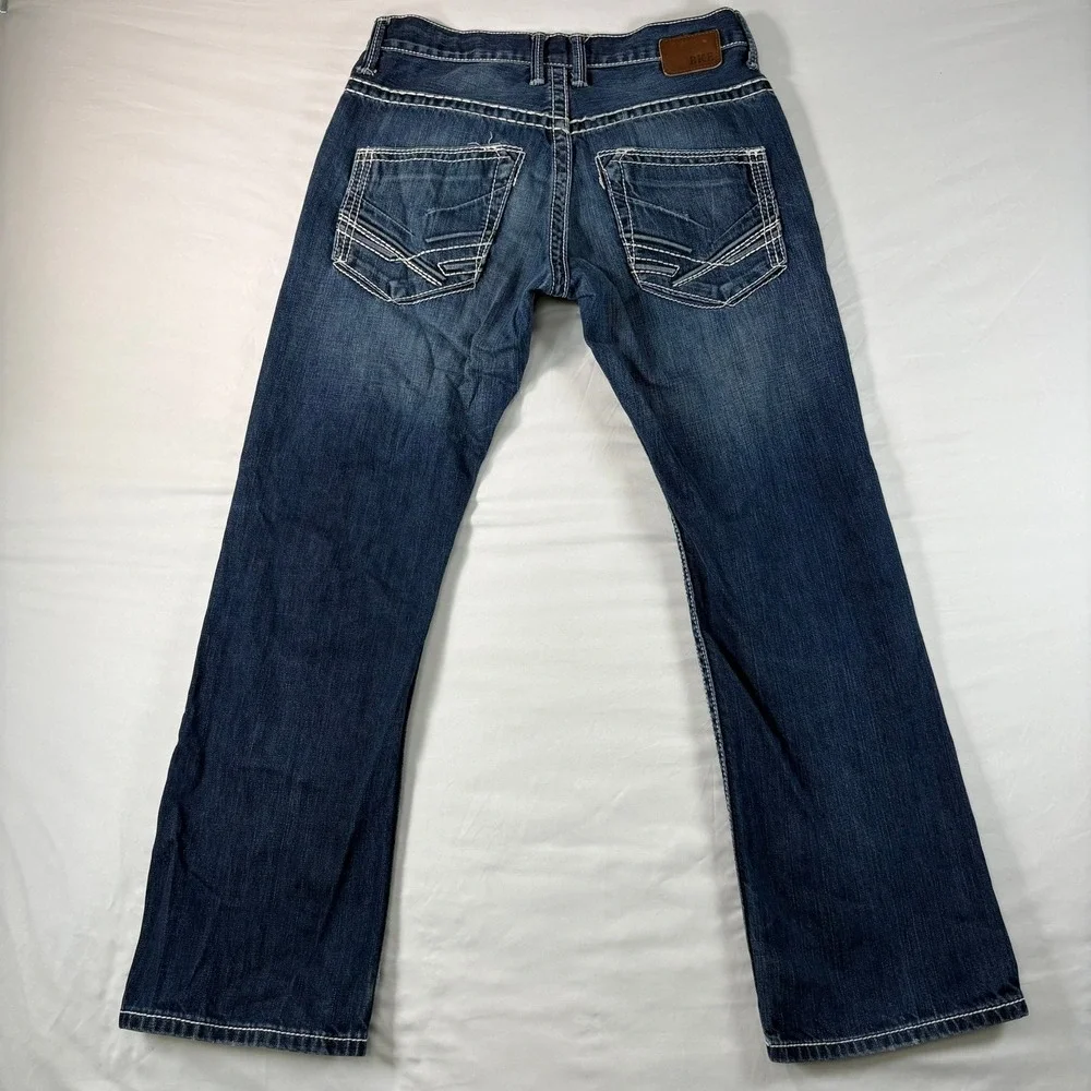 BKE Carter Straight Leg Jeans Mens 30S Blue Cotton Denim‎ Heavy Stitching